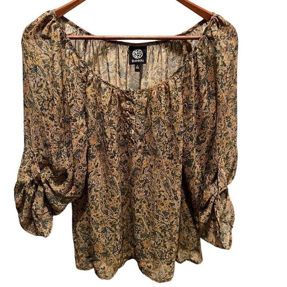 bobeau Tops - Bobeau‎ sheer boho blouse with floral print women’s size large